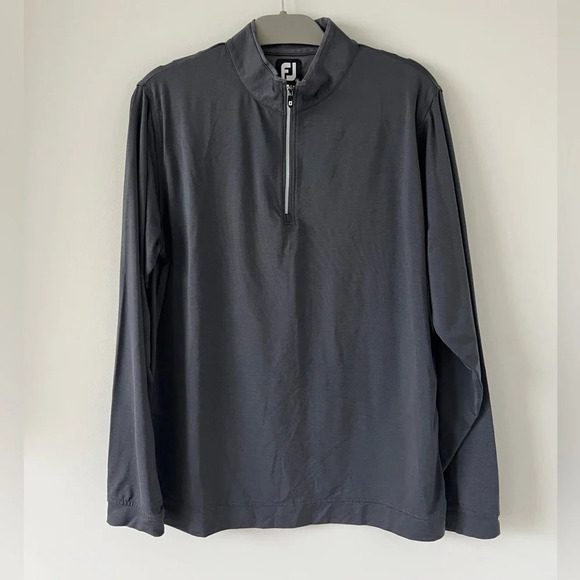 FootJoy black and gray striped quarter zip size medium golf zip up lightweight - Picture 1 of 6